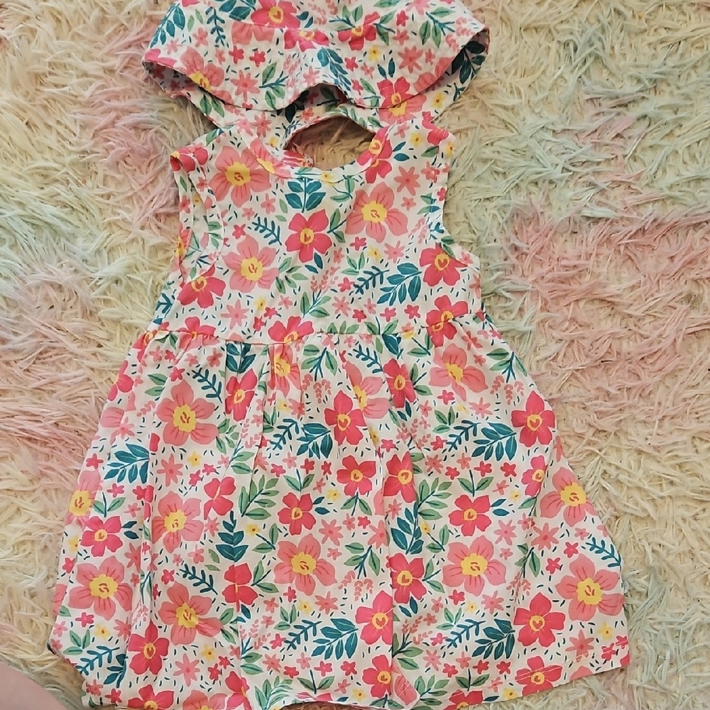 Nine West Floral Kids Dress - Pink and Green
